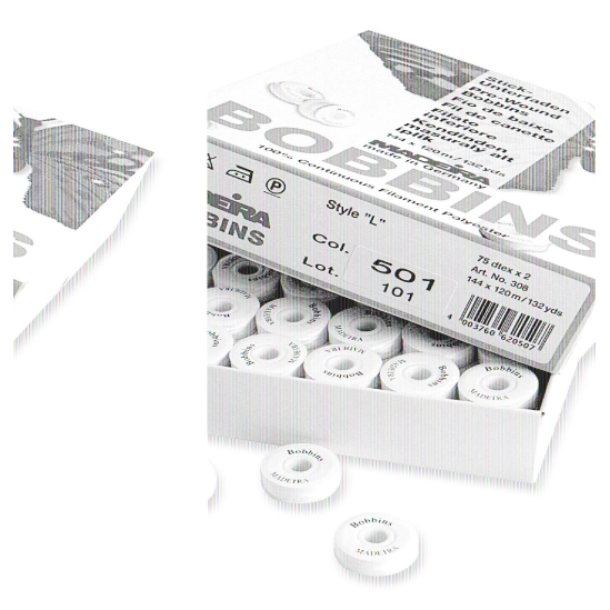 Přednavinuté nitě BOBBINS 120M černé                                                                                                                                                                                                                      